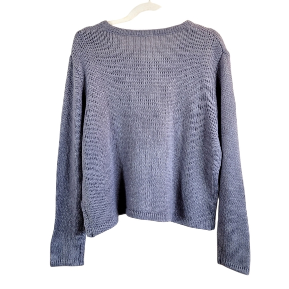 NIA Periwinkle Grey Purple Button Front Wool Blend Cardigan Sweater NWOT Large - Picture 3 of 10